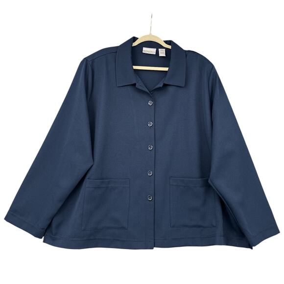 Drapers Damons Navy Blue Buttoned Long Sleeves Pockets Casual Shacket‎ Jacket 3X - Picture 1 of 7